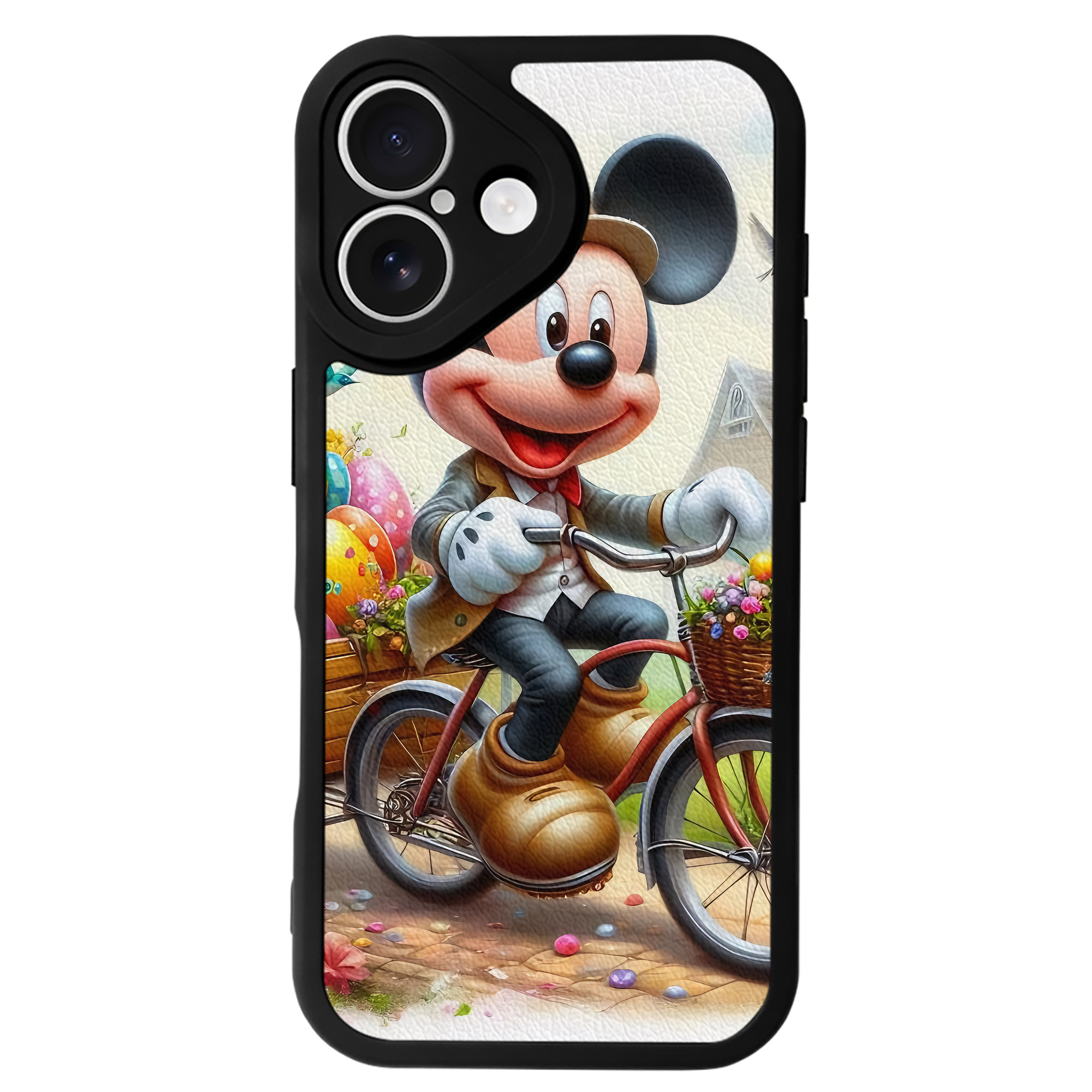 （画像用） ミッキーマウス Mickey Mouse 【iPhone 16シリーズ対応】シリコンスマホケース（レザー調） 材質：シリコン